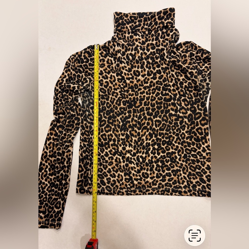 Zara Leopard Print Cropped Turtleneck Top Size M Animal Print Stretch - Picture 5 of 6